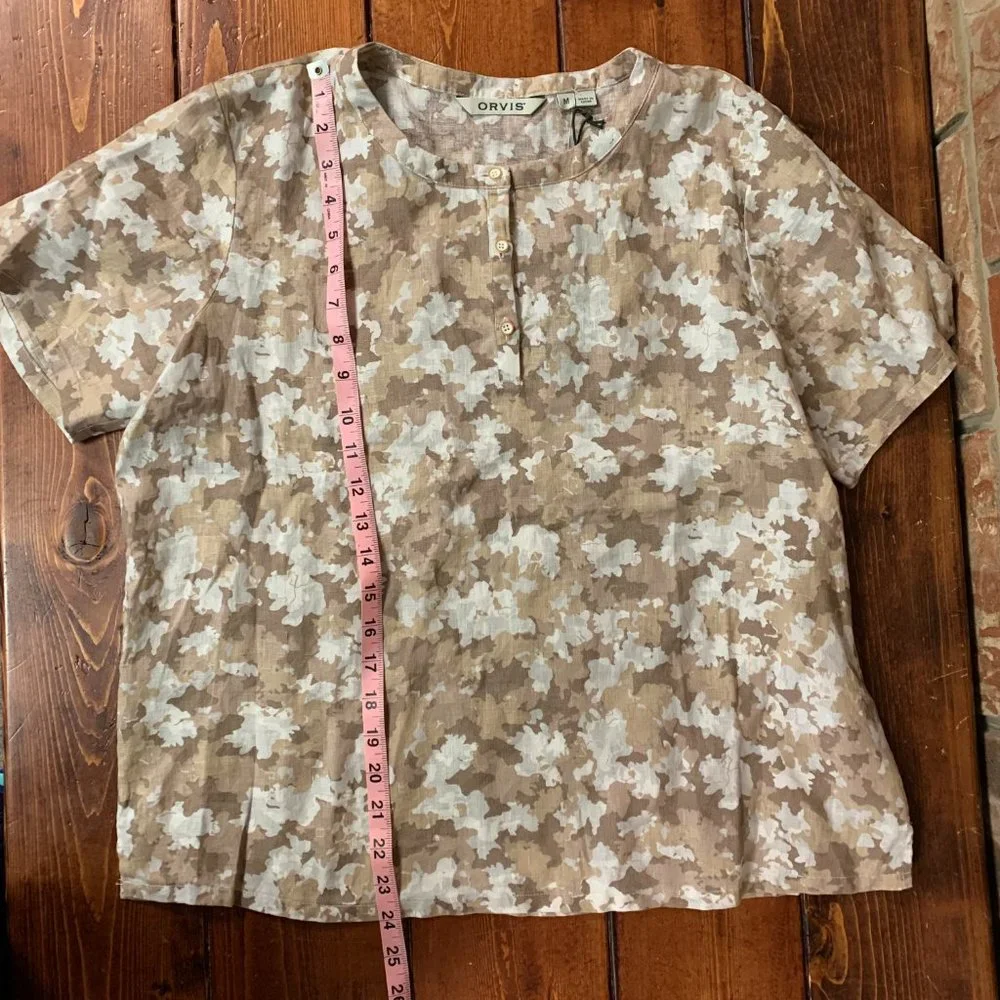 NWT Women’s Orvis Odor Control Outsmart Fresh Linen Medium Brown Camo Blouse - Picture 10 of 13